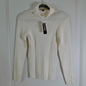 WHITE HOUSE BLACK MARKET - Ecru Ribbed LS Turtleneck Sweater -Never Worn Tags On